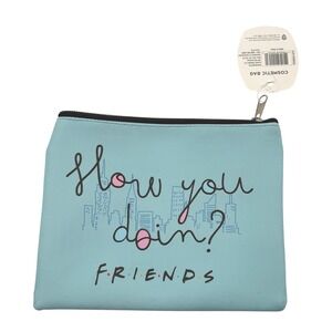 NWT Friends TV Show "How You Doin'?" Light Blue Makeup Bag Pencil Case Pouch